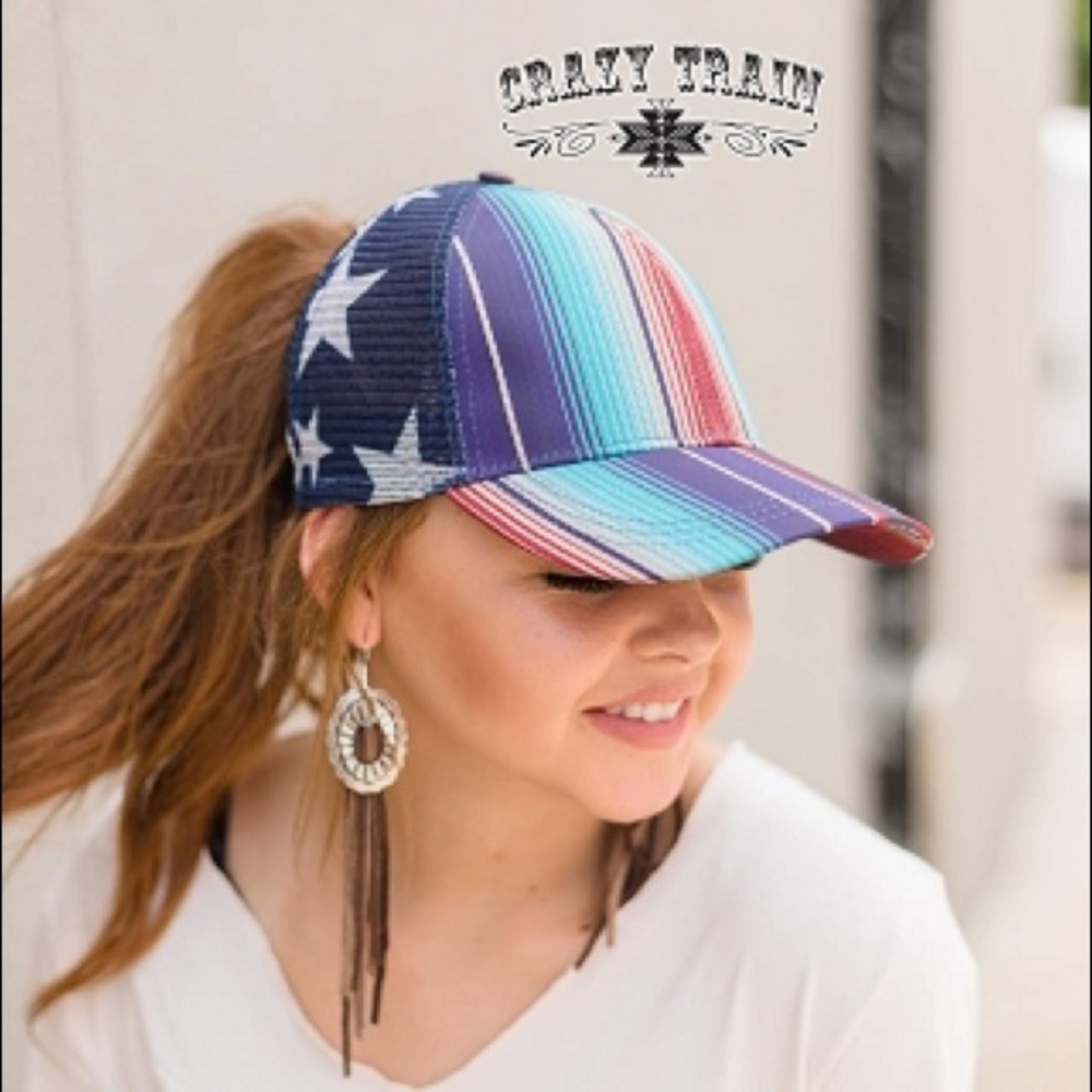 Stars serape ponytail cap